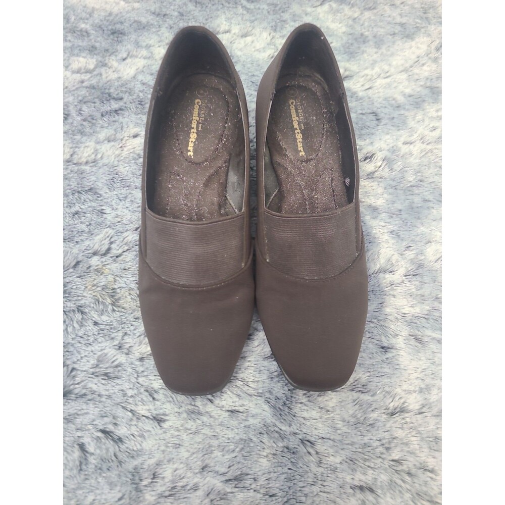 George Womens Wedge Pumps ComfortStart Elastic Gore Brown Size 6